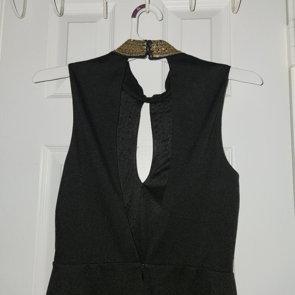 ARK & Co. Black and Gold Beaded Romper size Small Back cut out Super Sexy - Picture 3 of 6